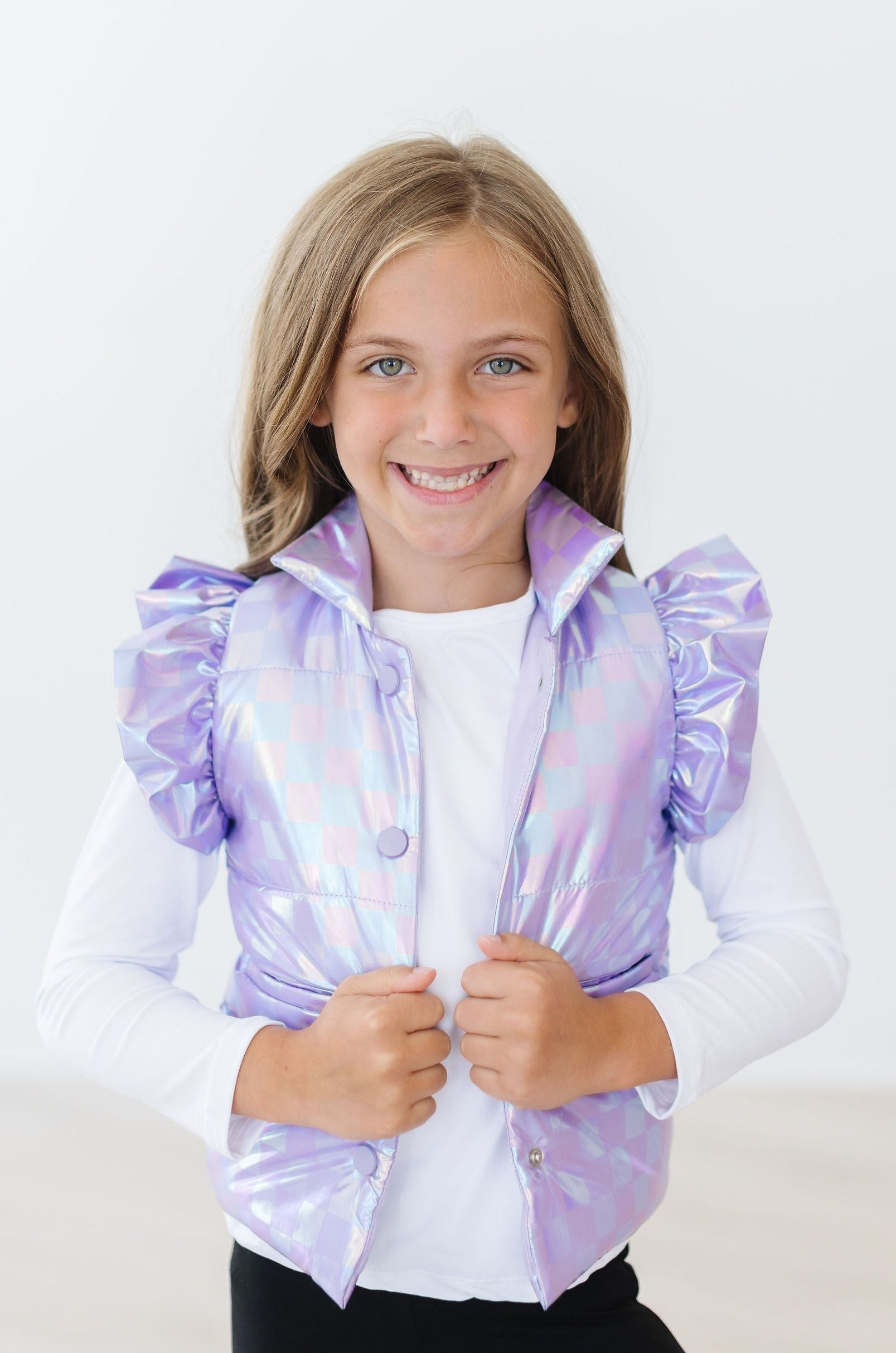 Lavender Haze Checker Puffer Vest - Mila & Rose ®