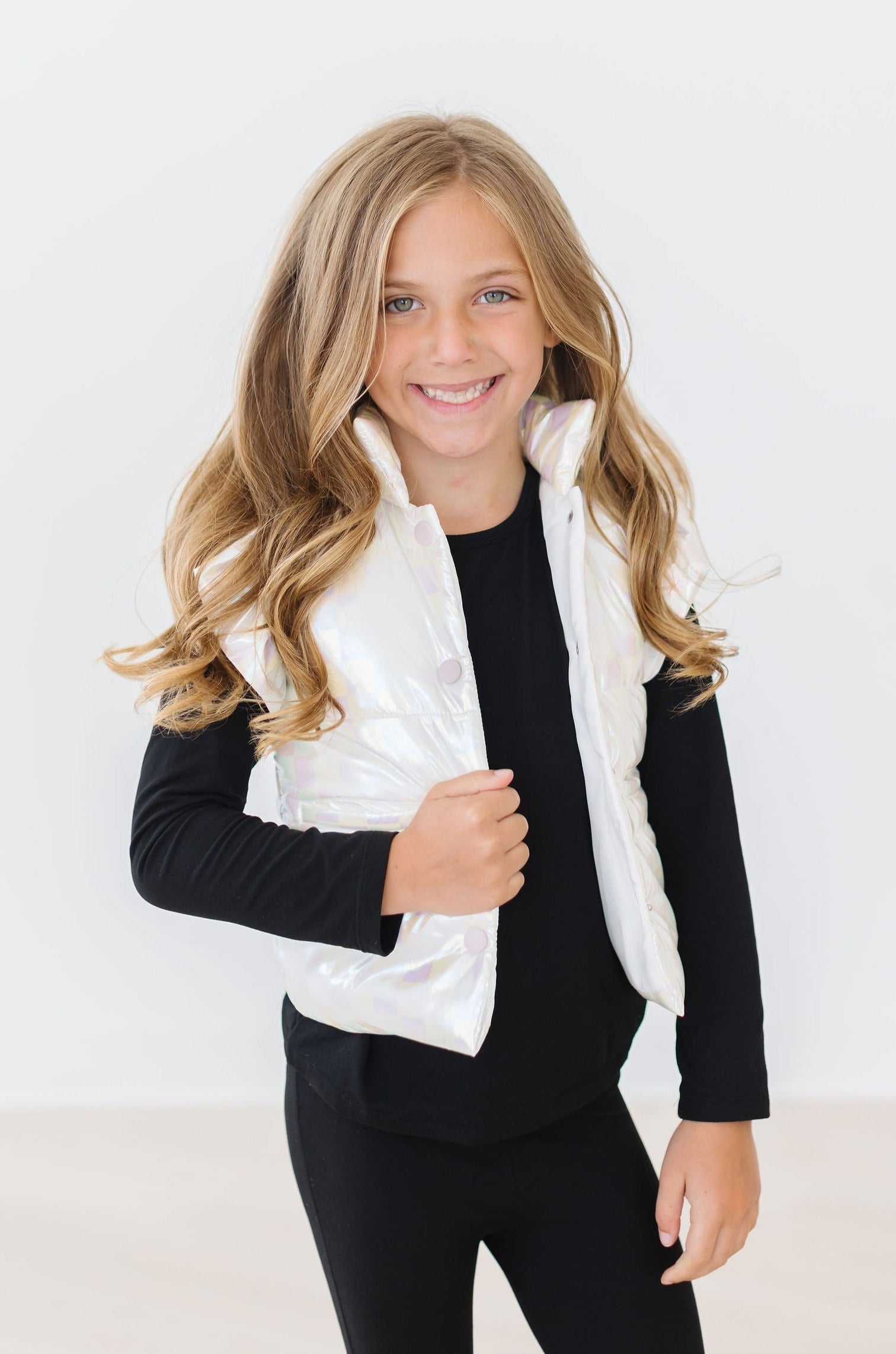 White Checker Puffer Vest - Mila & Rose ®