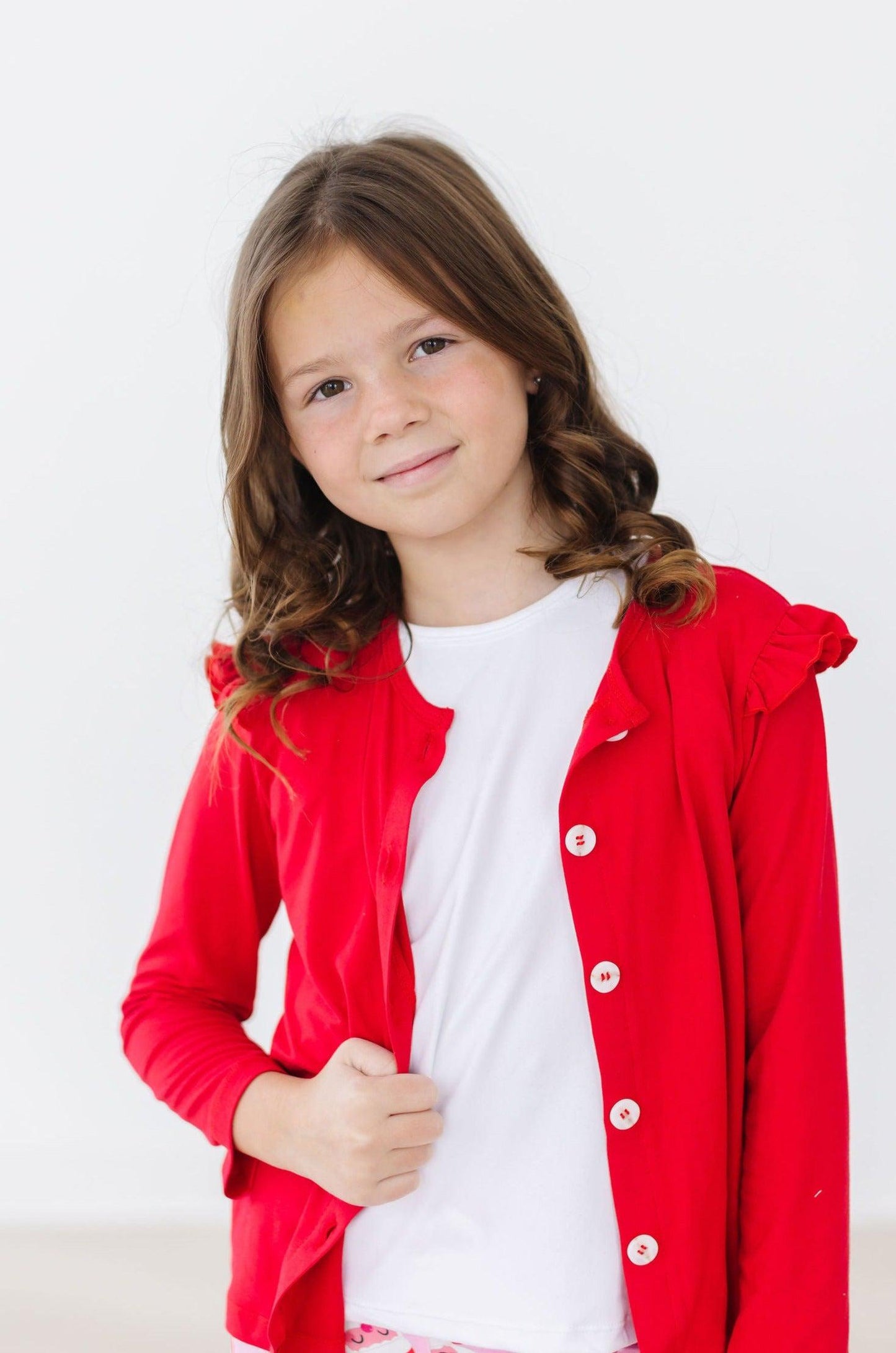 Red Ruffle Cardigan