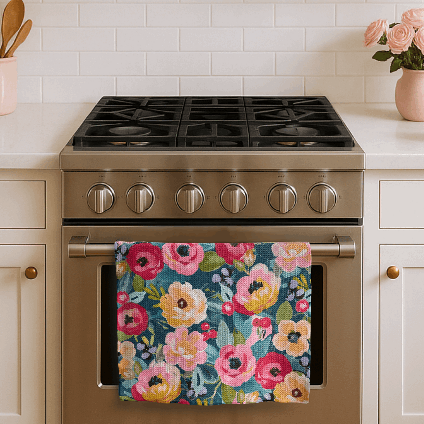 Funny Vintage Floral Kitchen Towel - Parenting - More Caffeine - Urban Smirk