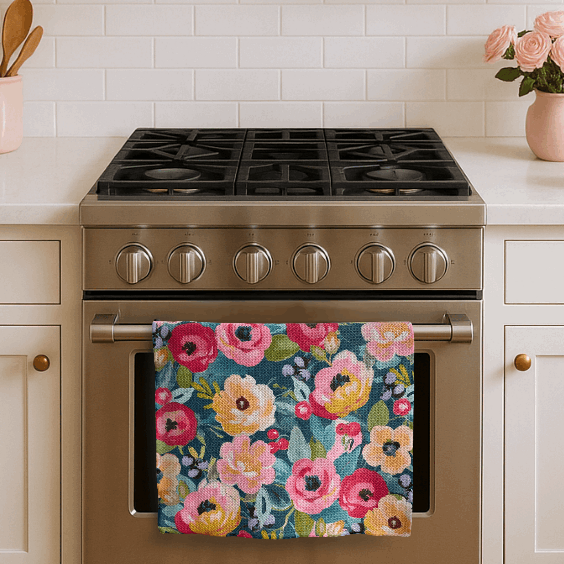 Funny Vintage Floral Kitchen Towel - Parenting - More Caffeine - Urban Smirk