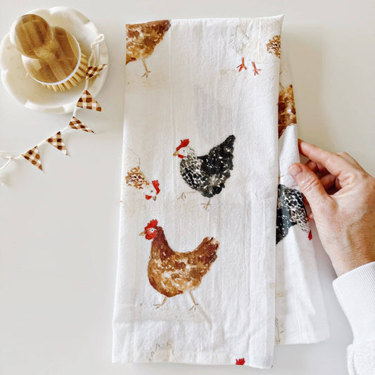 Kitchen Tea Towel - Chickens - by Emily Lex