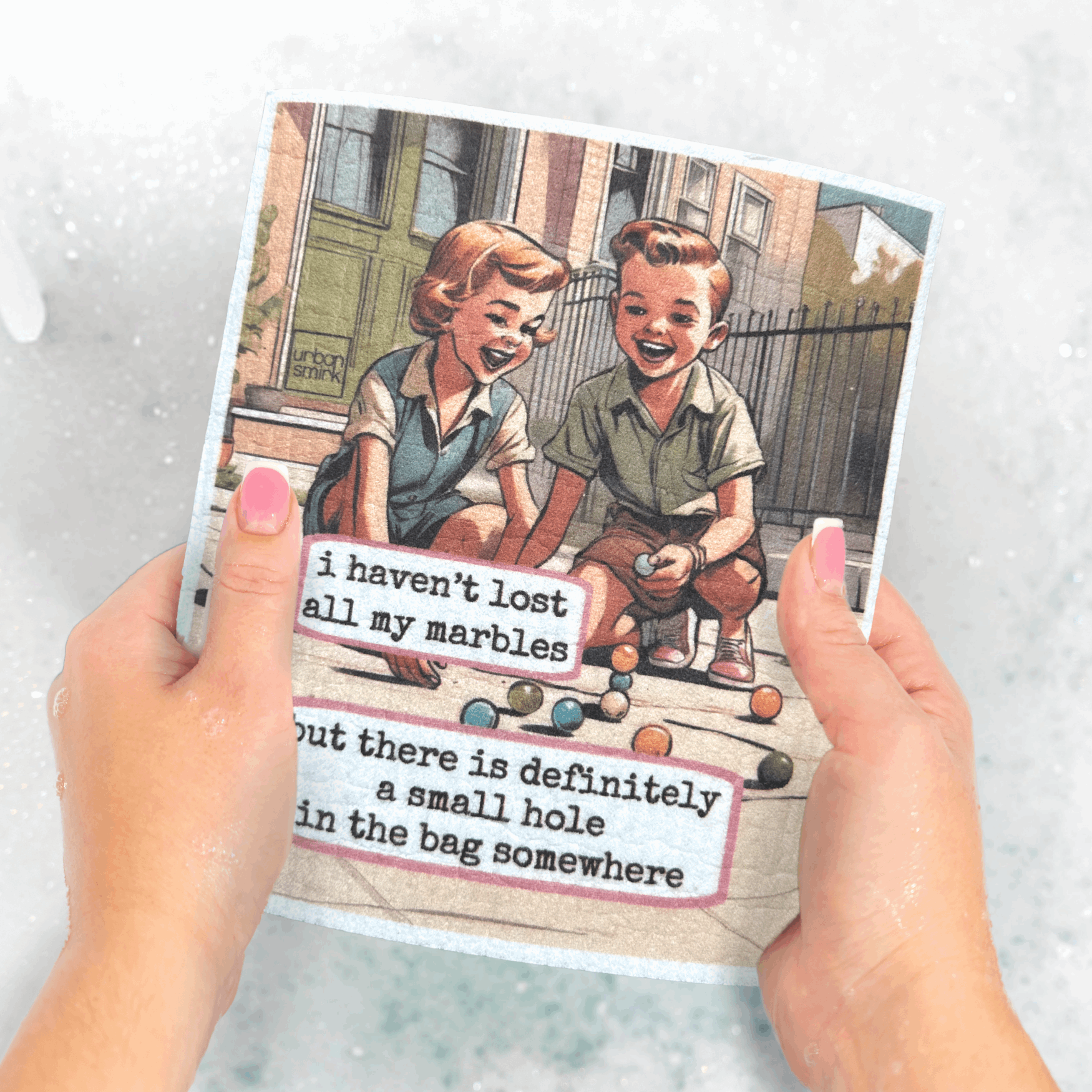 Funny Retro Swedish Dishcloth - Lost My Marbles