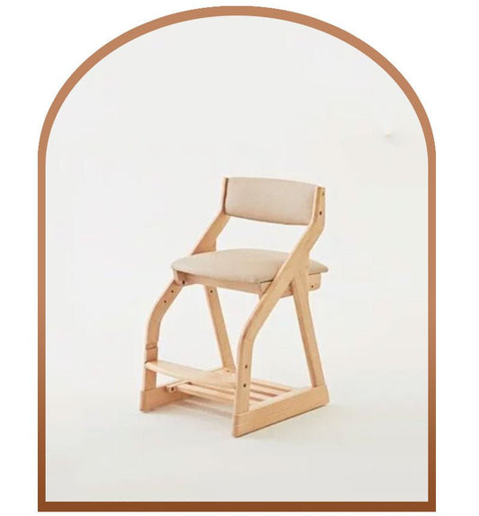 Silla de madera maciza ajustable Calla para niños: 4 configuraciones de altura, tela fácil de limpiar