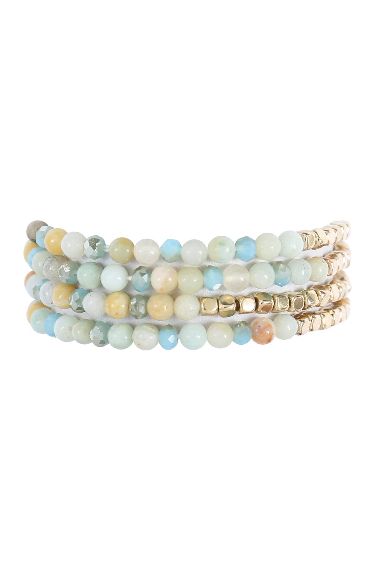 Stretch Bead Bracelets - Brass Stone - Set of 4