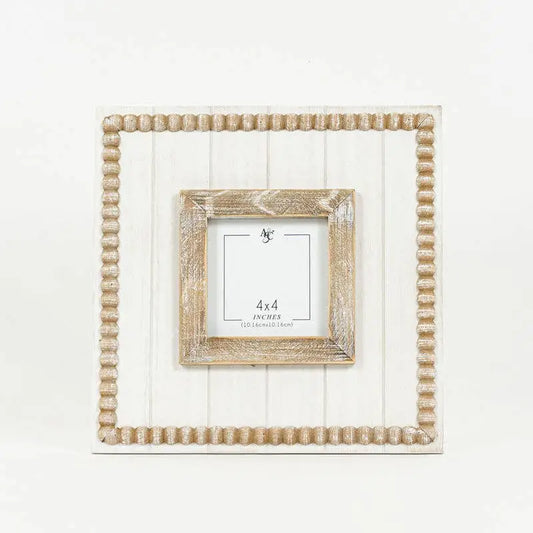 10x10 Wood Beaded Photo Frame (holds 4x4 picture) - Adams & Co.