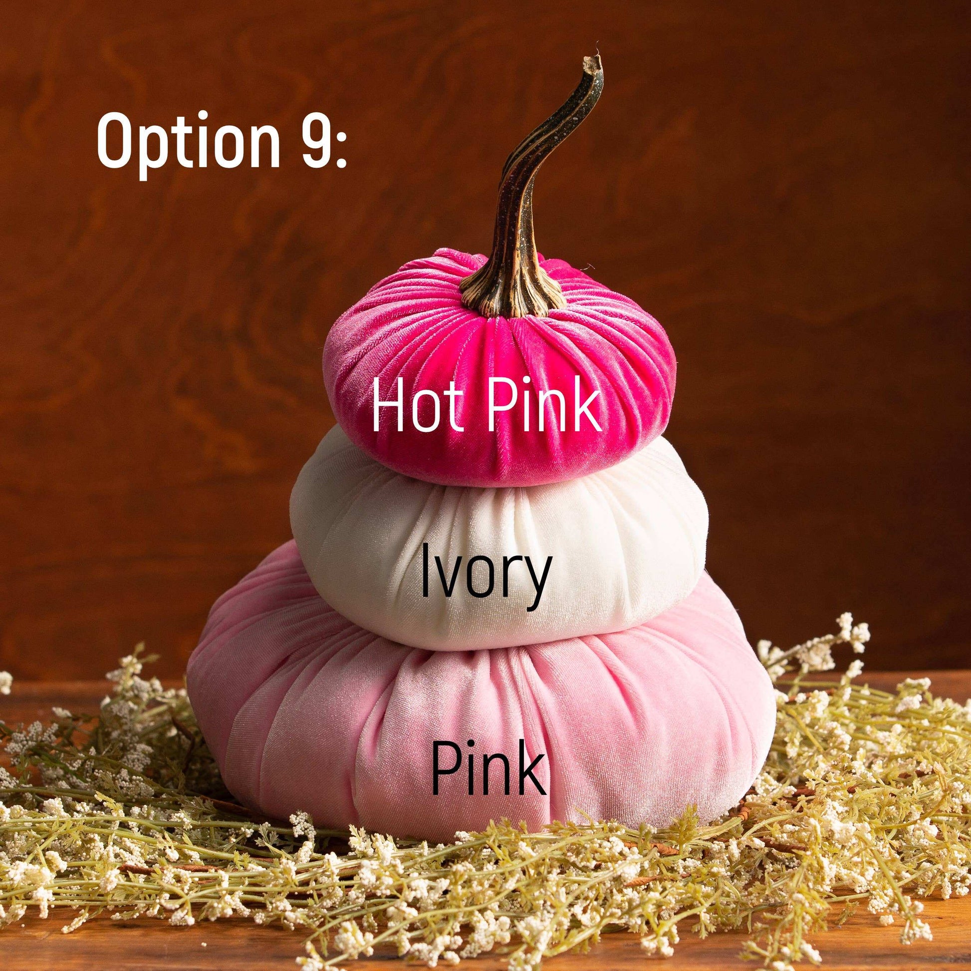 Velvet Pumpkin Stack - Fall Decor - 9: Hot Pink Ivory Pink - Your Heart’s Content