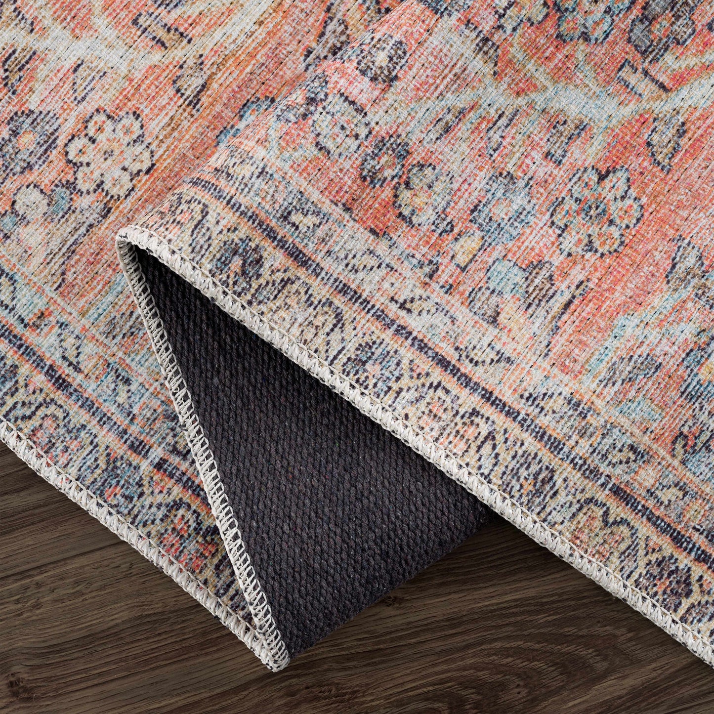 Urpi Rose & Blue Washable Area Rug - Clearance - Boutique Rugs