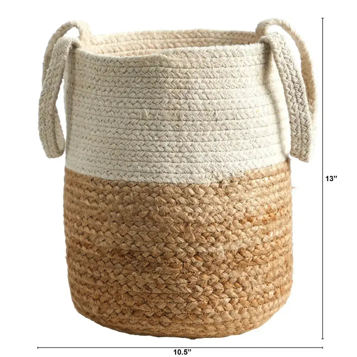 12.5” Handmade Natural Jute and Cotton Planter - Nearly Natural