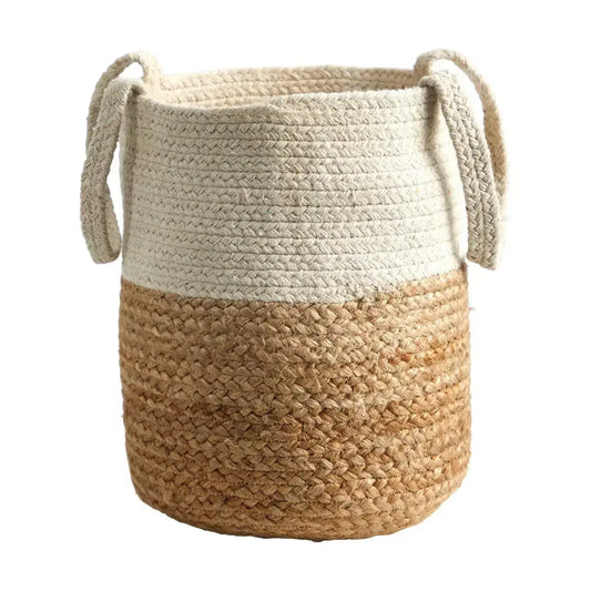 12.5” Handmade Natural Jute and Cotton Planter - Nearly Natural