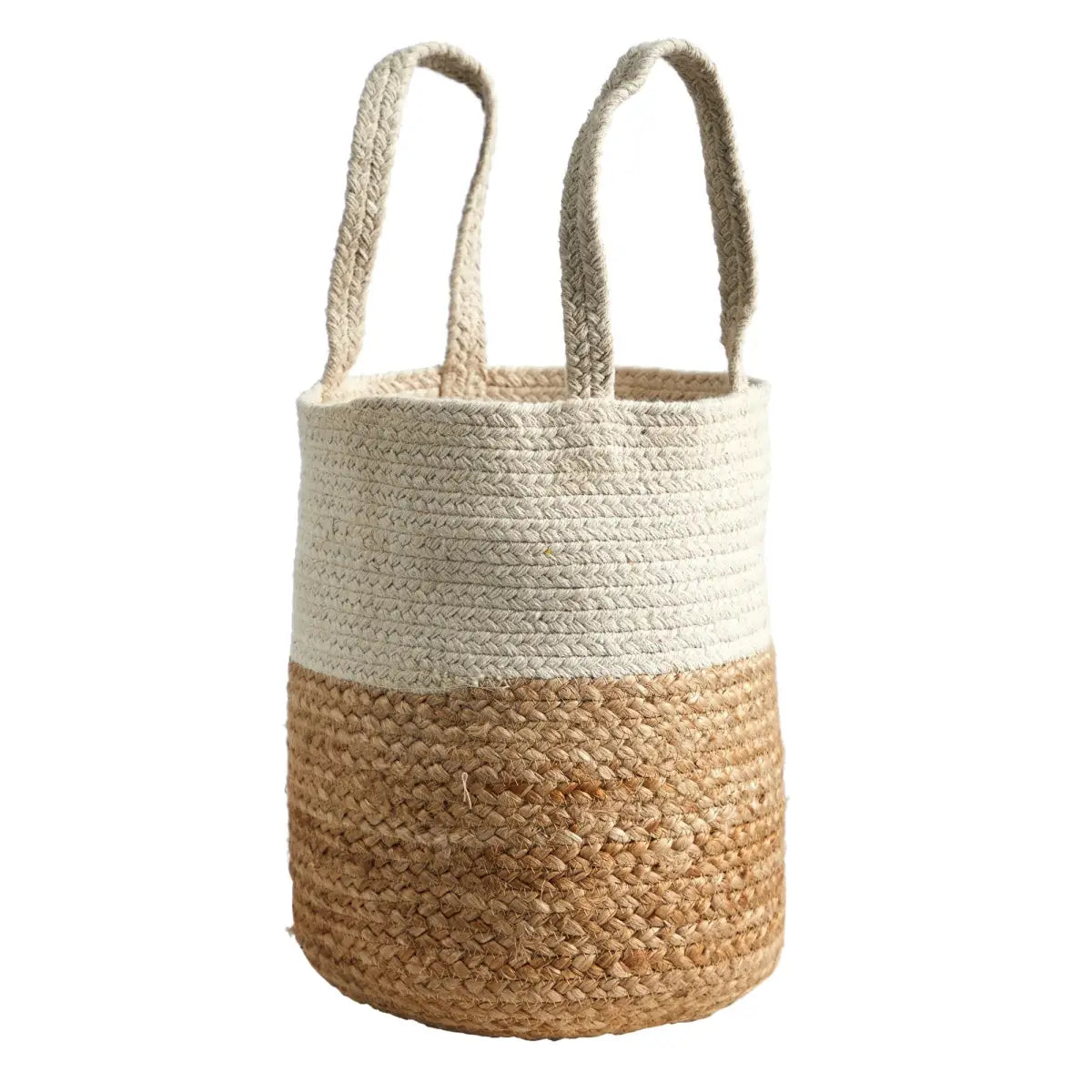 12.5” Handmade Natural Jute and Cotton Planter - Nearly Natural