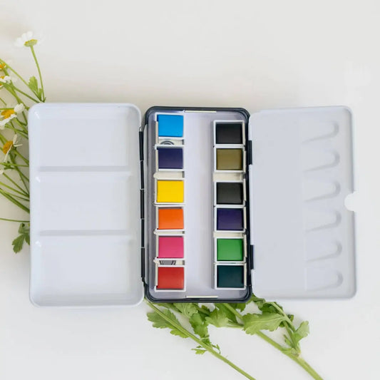 Watercolor Paint Palette - 12 Color Tin for Travel - bailey rae studio