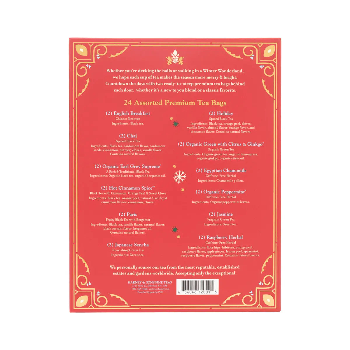 12 Days of Winter Tea - Christmas or Holiday Sampler - Harney & Sons Fine Teas