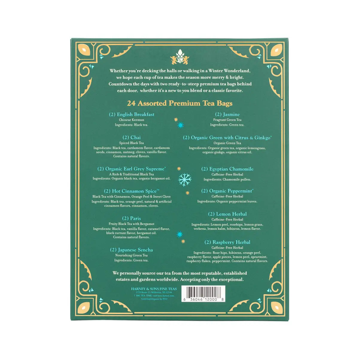 12 Days of Winter Tea - Christmas or Holiday Sampler - Harney & Sons Fine Teas
