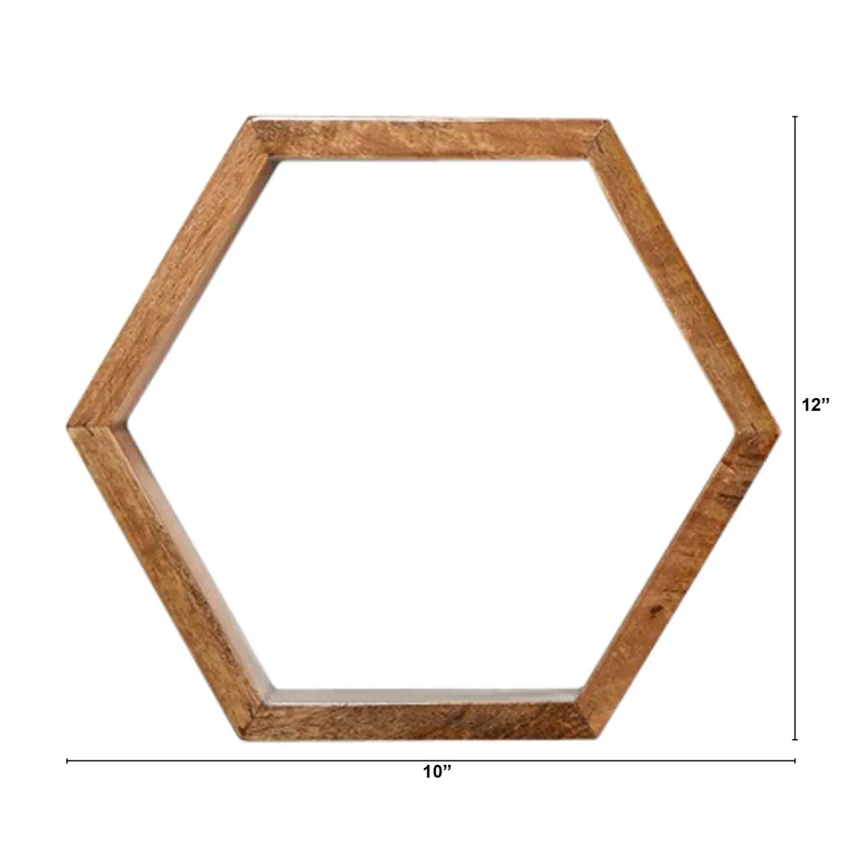 12” Wooden Hexagon Floating Honeycomb Shelve (Set of 5) - Nearly Natural