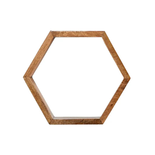 12” Wooden Hexagon Floating Honeycomb Shelve (Set of 5) - Nearly Natural
