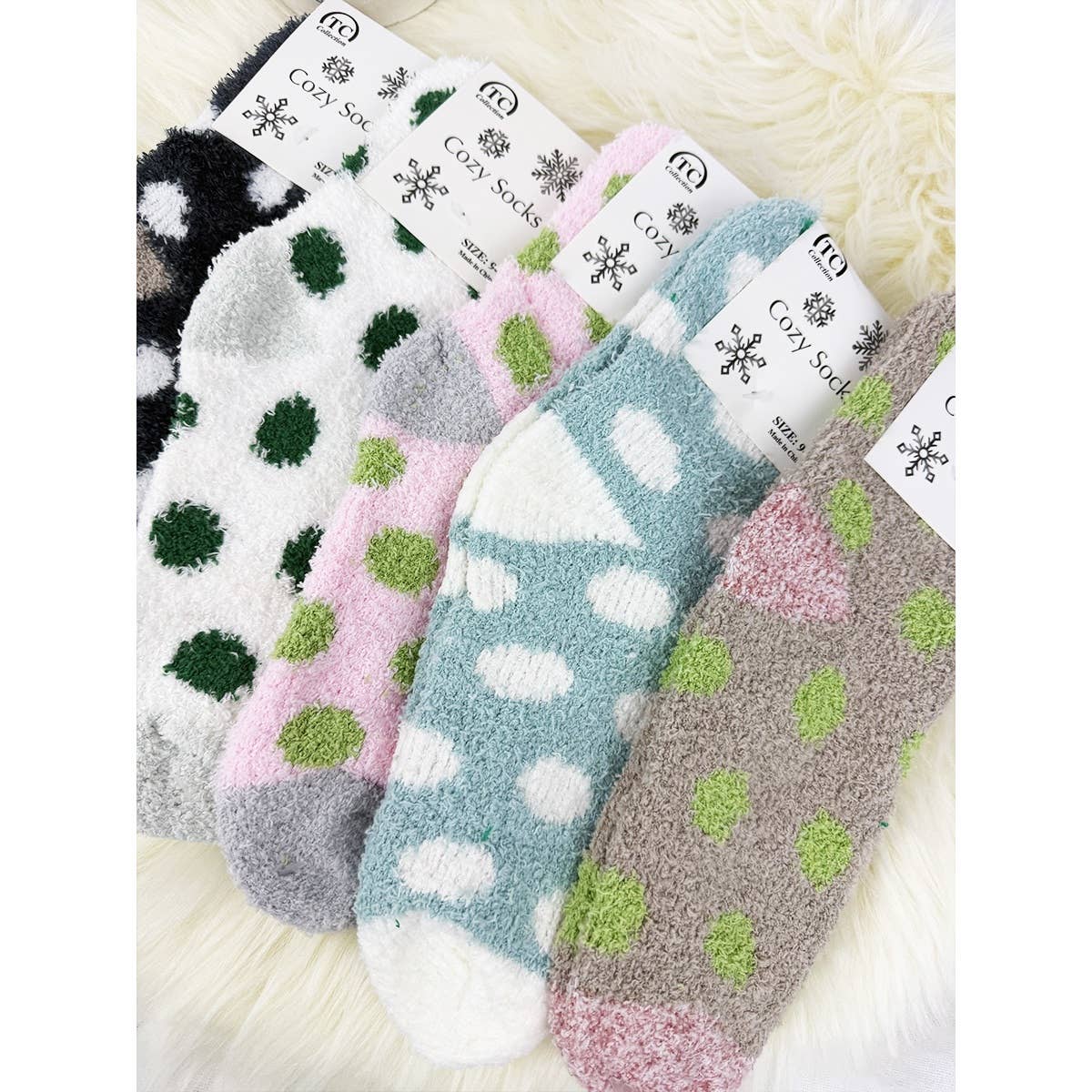 Cozy Soft Spa Polkadot Socks - White/Yellow - Love and Repeat