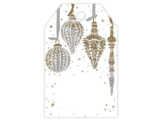 Christmas Gift Tag (4 designs) 2.25x3.5’’ - Silver & Gold Ornaments