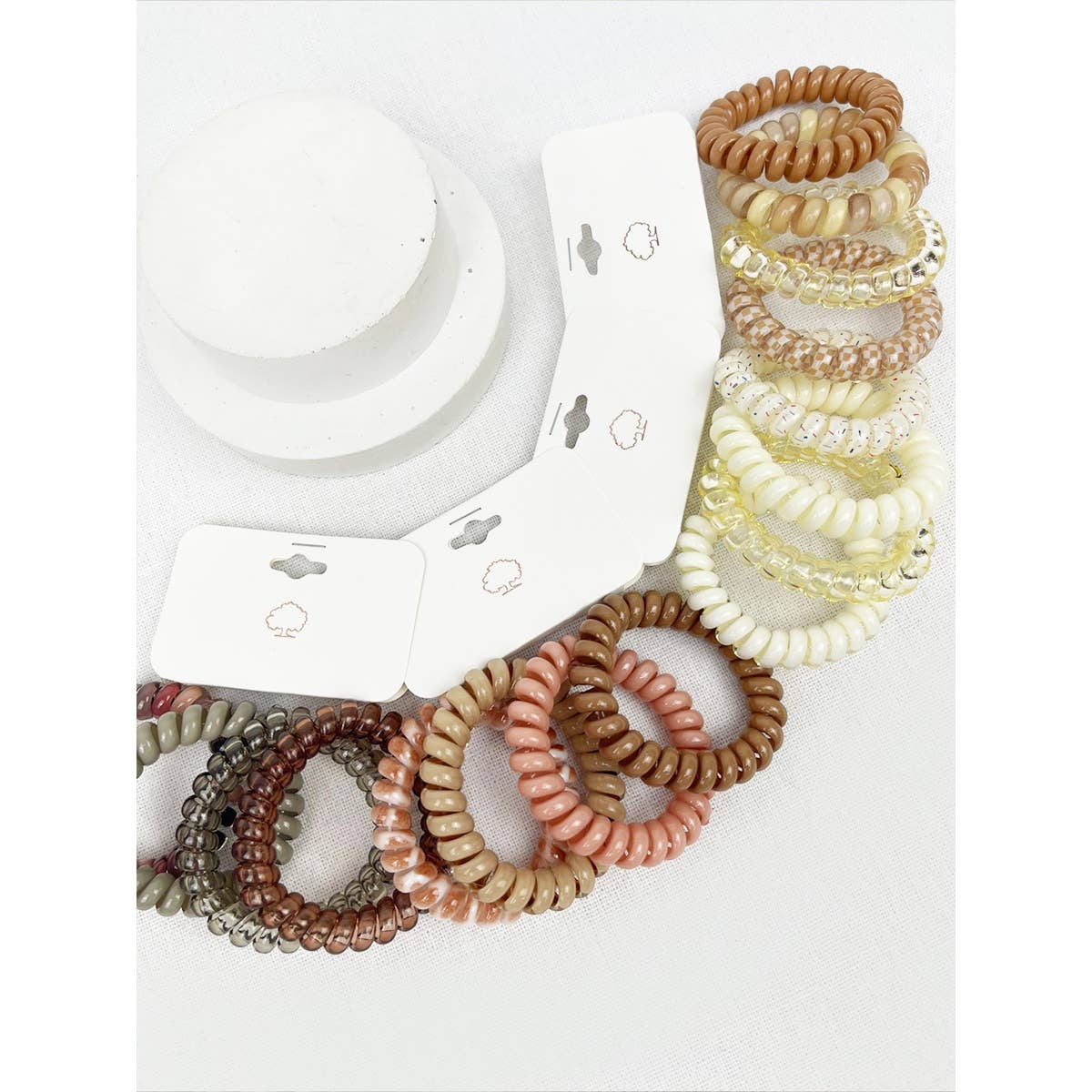 Spiral Hair Ties - Cream and Multi - Love and Repeat