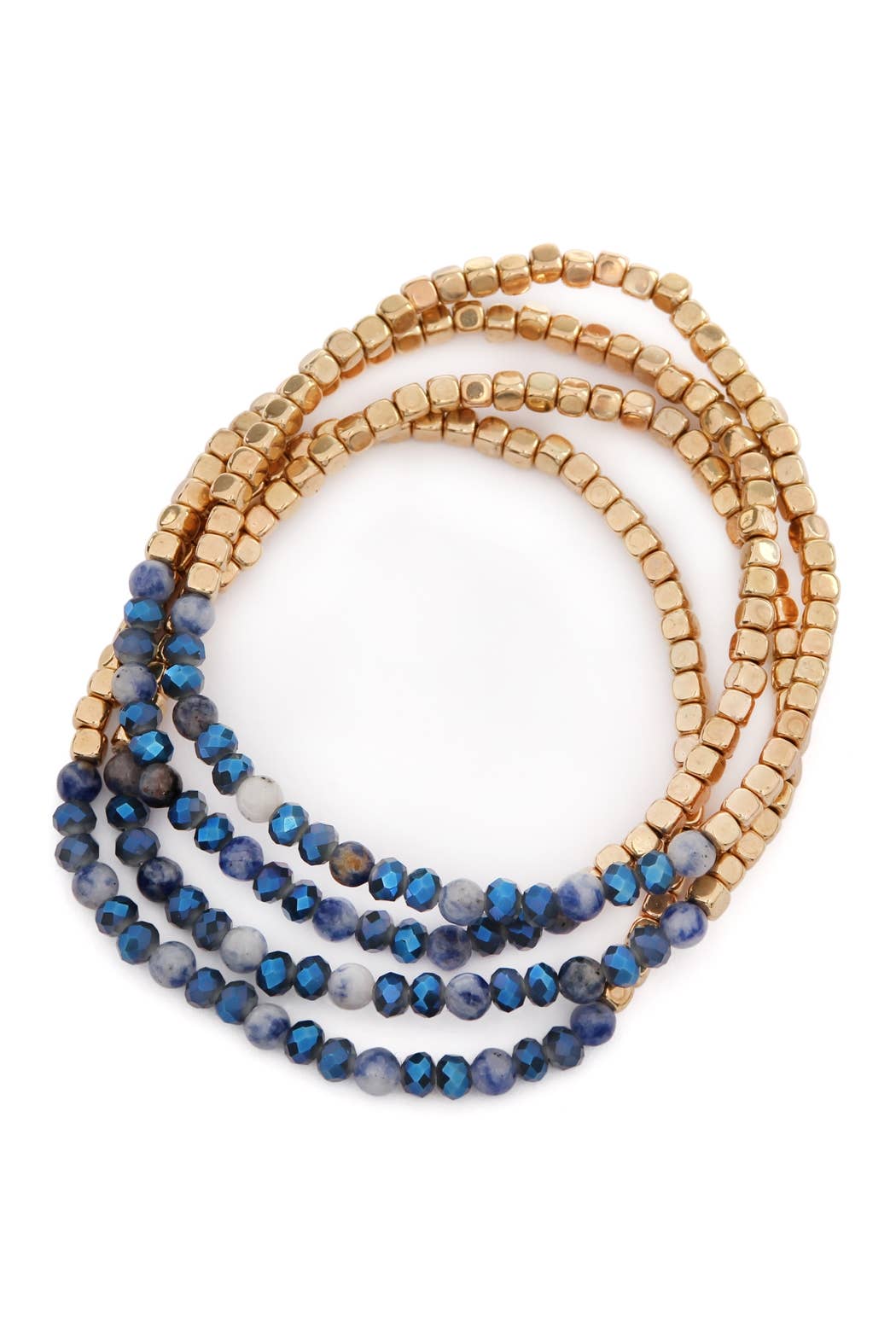 Stretch Bead Bracelets - Brass Stone - Set of 4