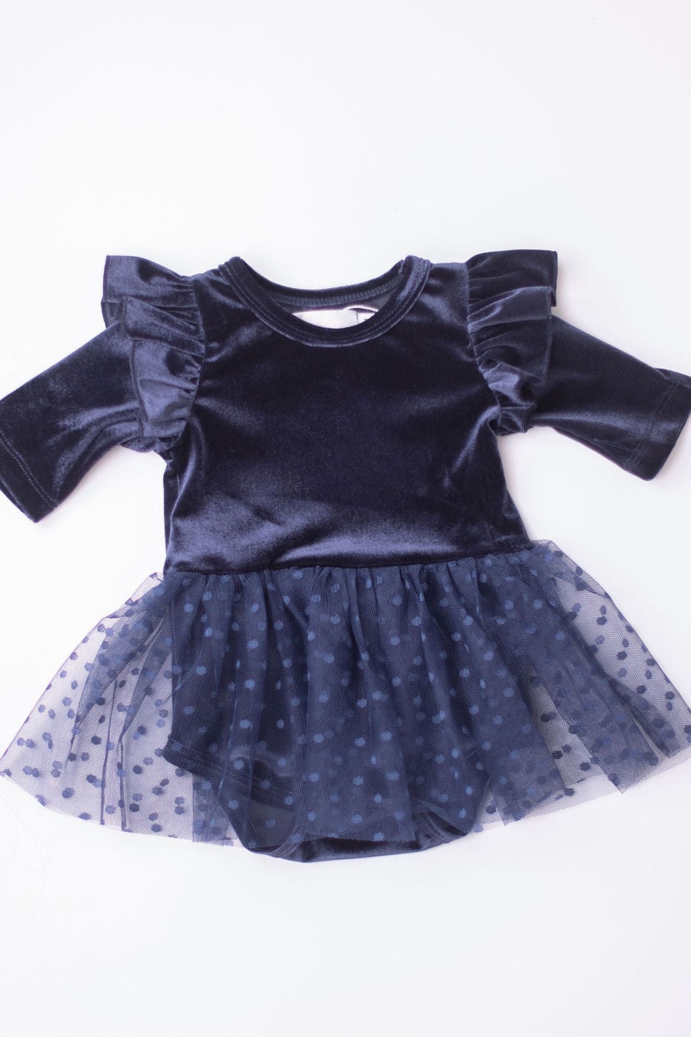 Light Navy Velvet Tutu Bodysuit