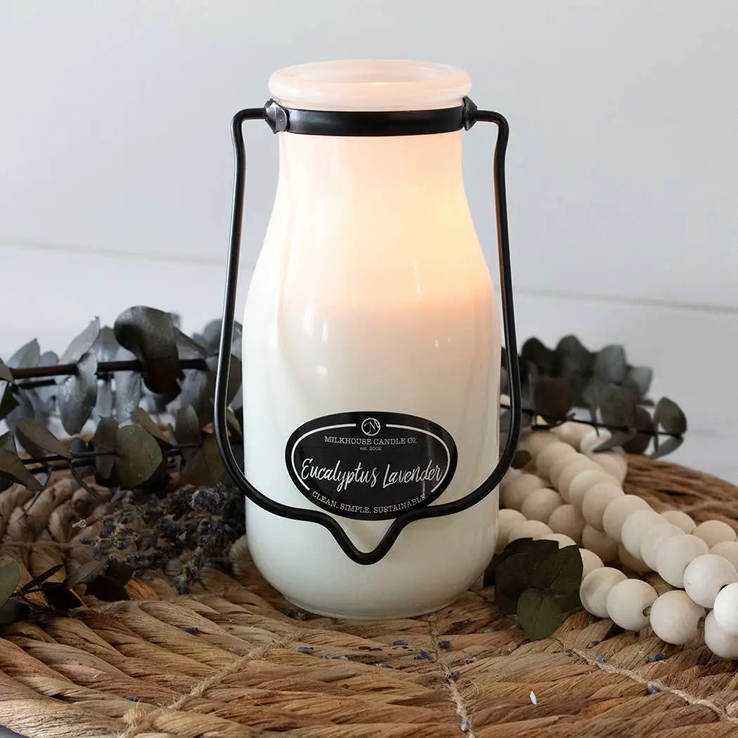 14 oz Milkbottle Candle: Eucalyptus Lavender - Milkhouse Candle Company