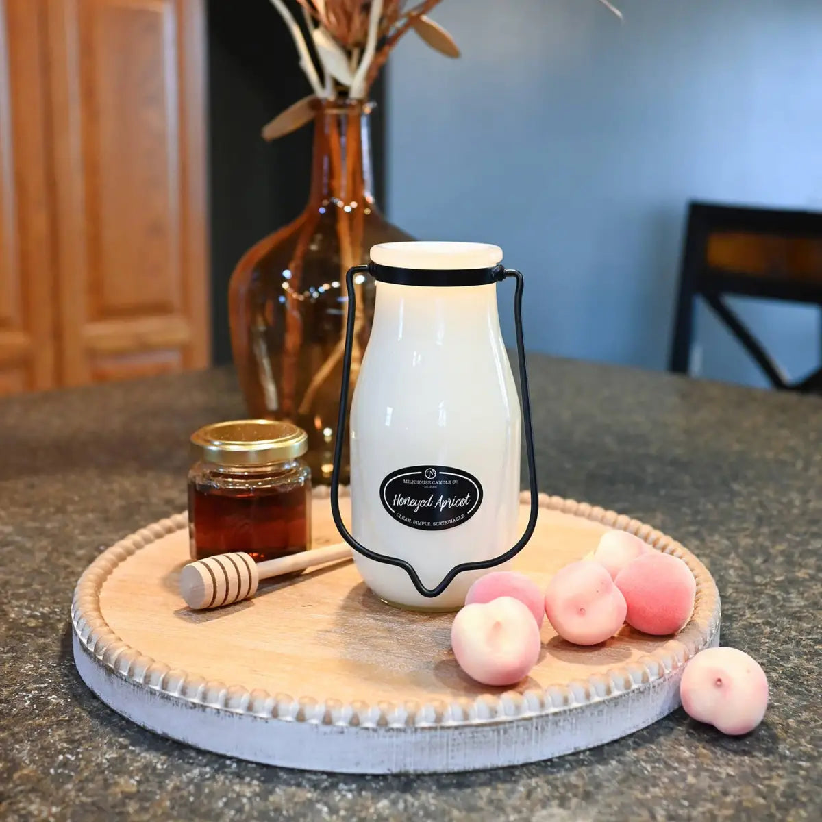 14 oz Milkbottle Candle: Honeyed Apricot - Milkhouse Candle Company