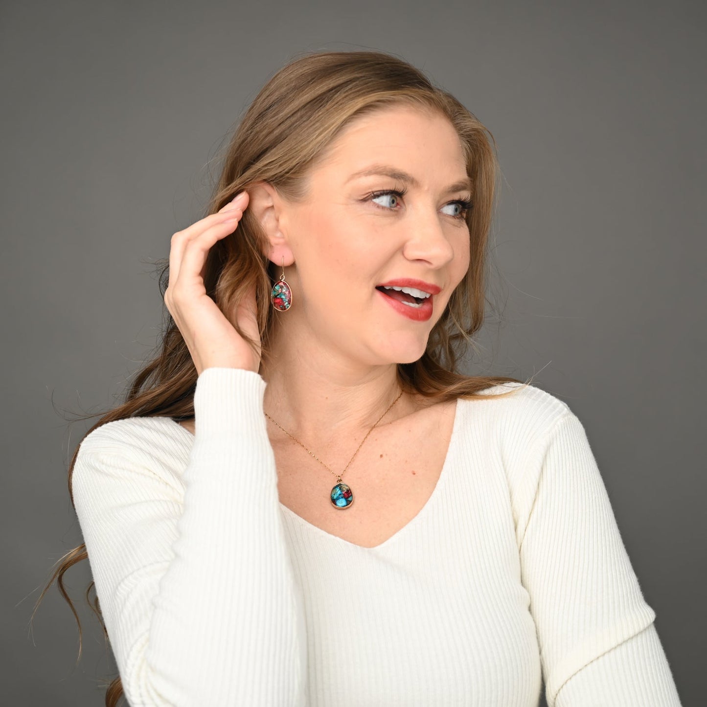 Pendientes de jaspe mosaico