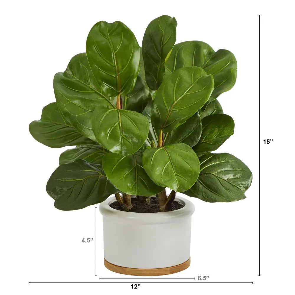 15” Fiddle Leaf Artificial Tree in White Planter - Nearly Natural