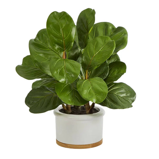 15” Fiddle Leaf Artificial Tree in White Planter - Nearly Natural