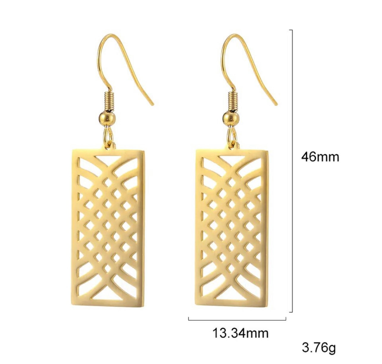 Hermosos aretes geométricos de acero inoxidable dorado o plateado