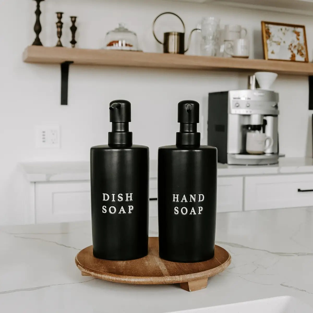 15oz Black Stoneware Hand Soap Dispenser - Sweet Water Decor