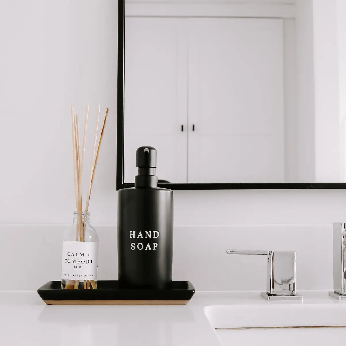15oz Black Stoneware Hand Soap Dispenser - Sweet Water Decor