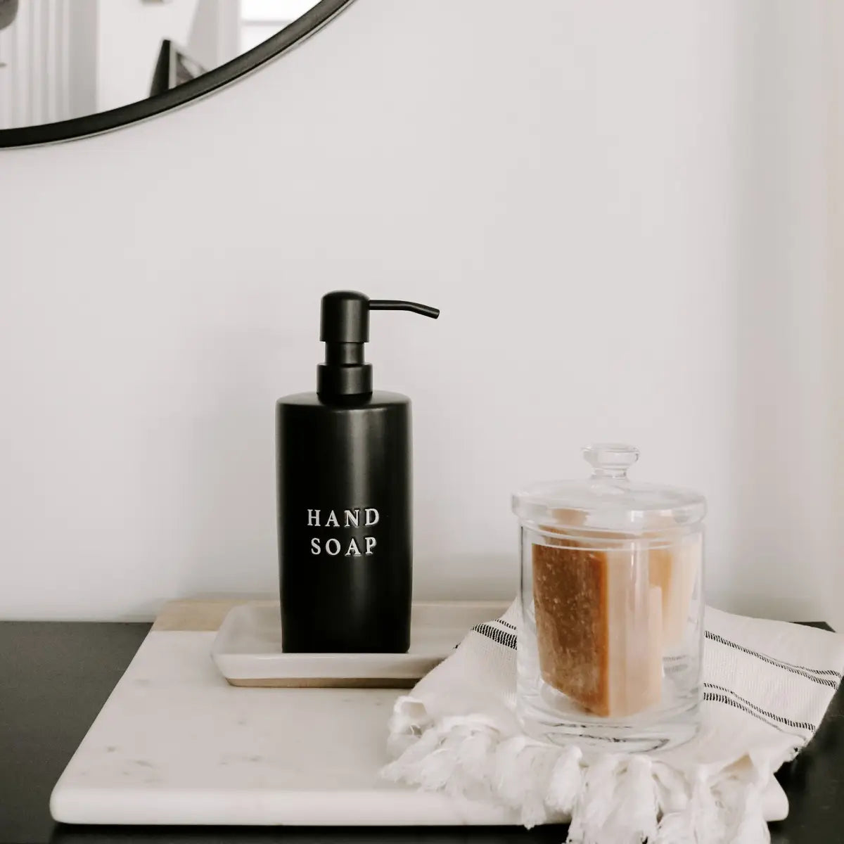 15oz Black Stoneware Hand Soap Dispenser - Sweet Water Decor