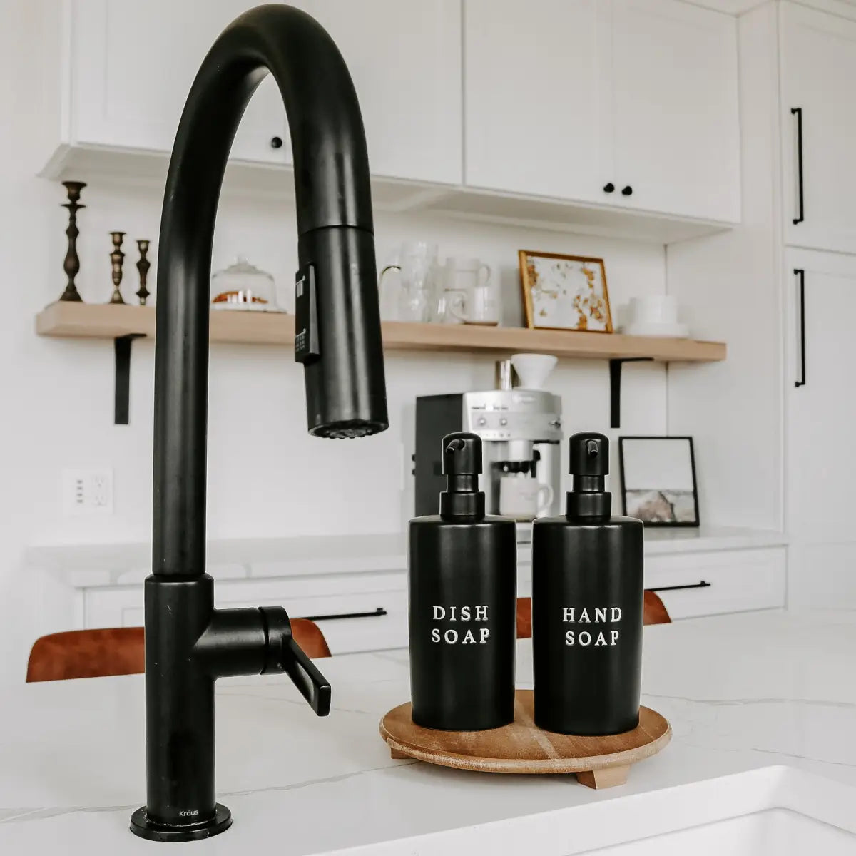 15oz Black Stoneware Hand Soap Dispenser - Sweet Water Decor