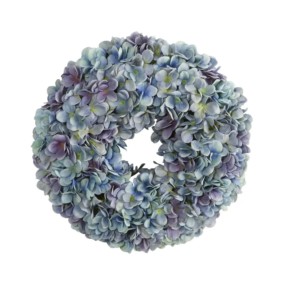 16” Hydrangea Artificial Wreath Ocean Blue - Nearly Natural