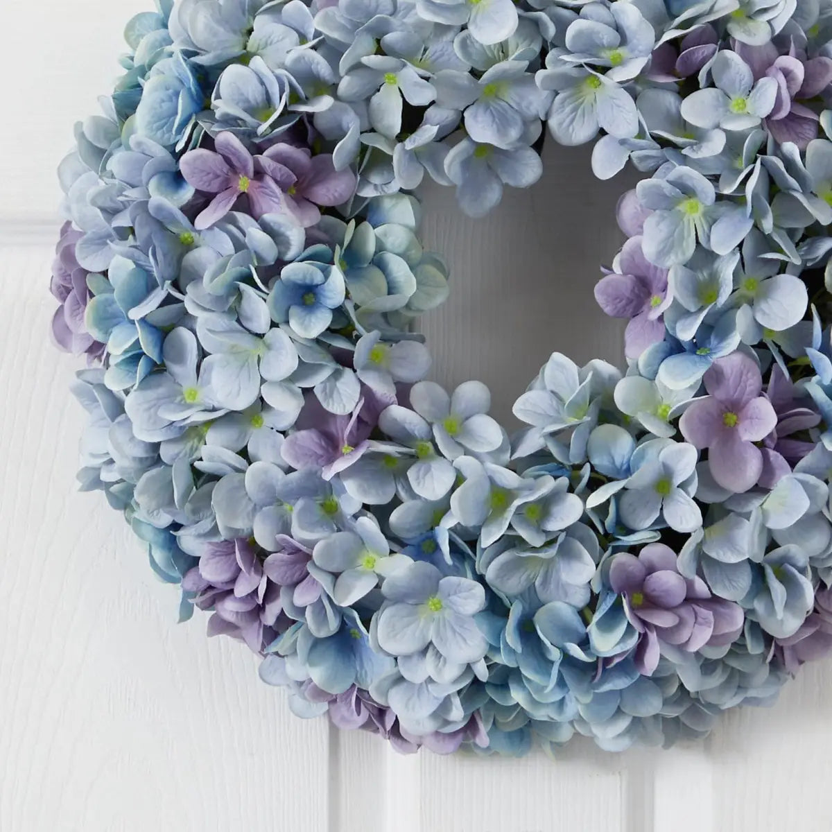 16” Hydrangea Artificial Wreath Ocean Blue - Nearly Natural