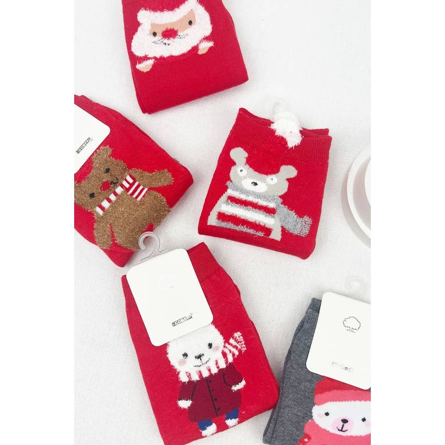 Christmas Kids Crew Socks - White Bear - Love and Repeat
