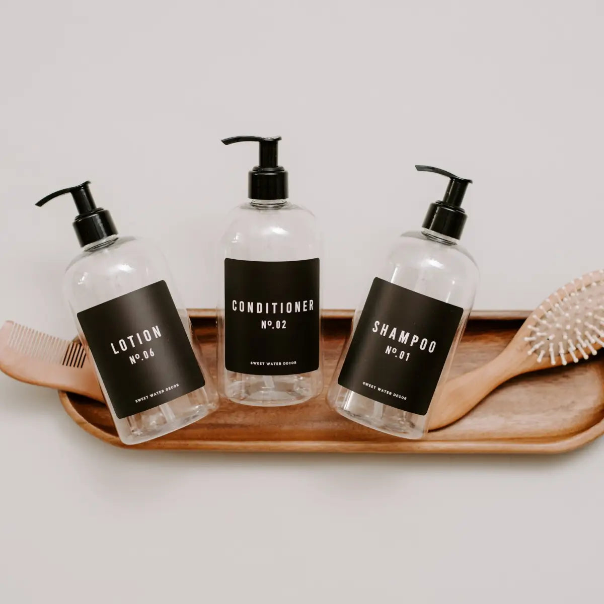 16oz Clear Plastic Conditioner Dispenser - Black Label - Sweet Water Decor