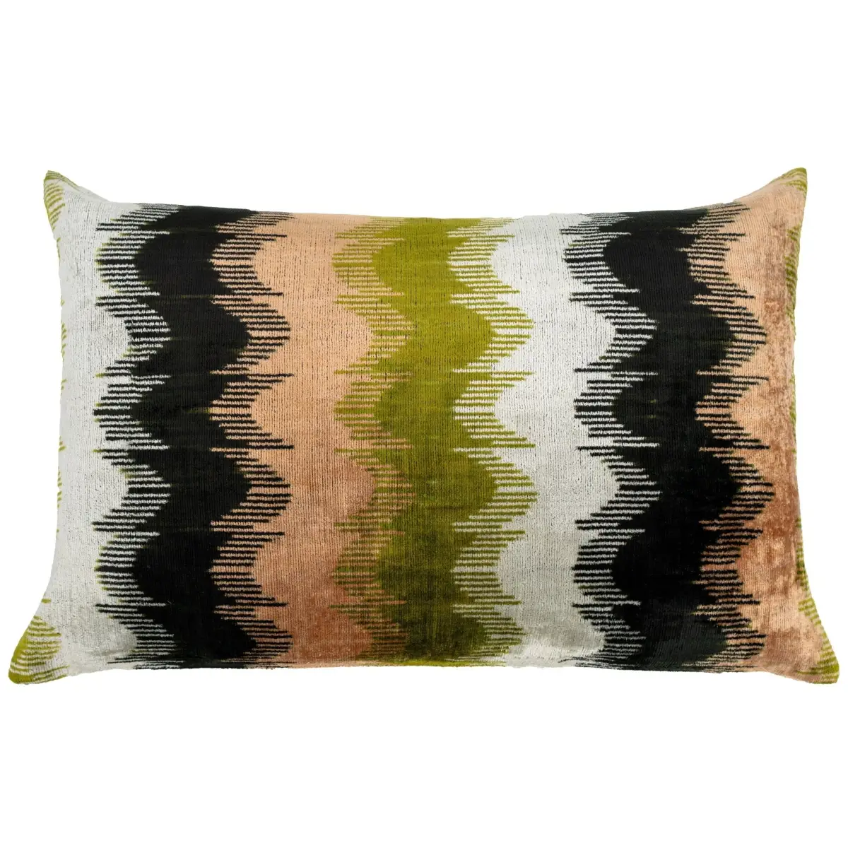 16x24 in Earthy Wave Pattern Throw Pillow Modern Beige Green Black & White Cushion for Versatile Home Décor Down