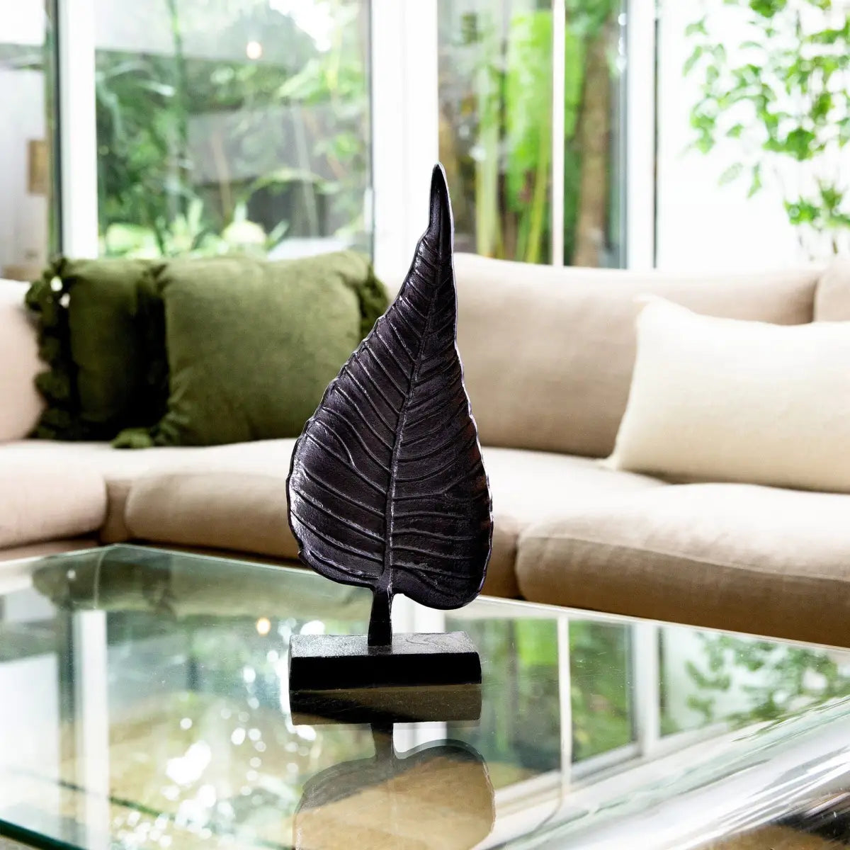 17” Aluminum Bodhi Leaf Decorative Accent - Nearly Natural