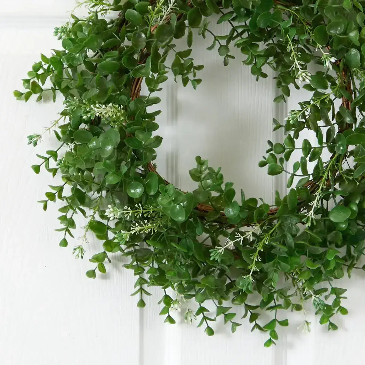 18” Eucalyptus Double Ring Wreath w/Twig Base - Nearly Natural