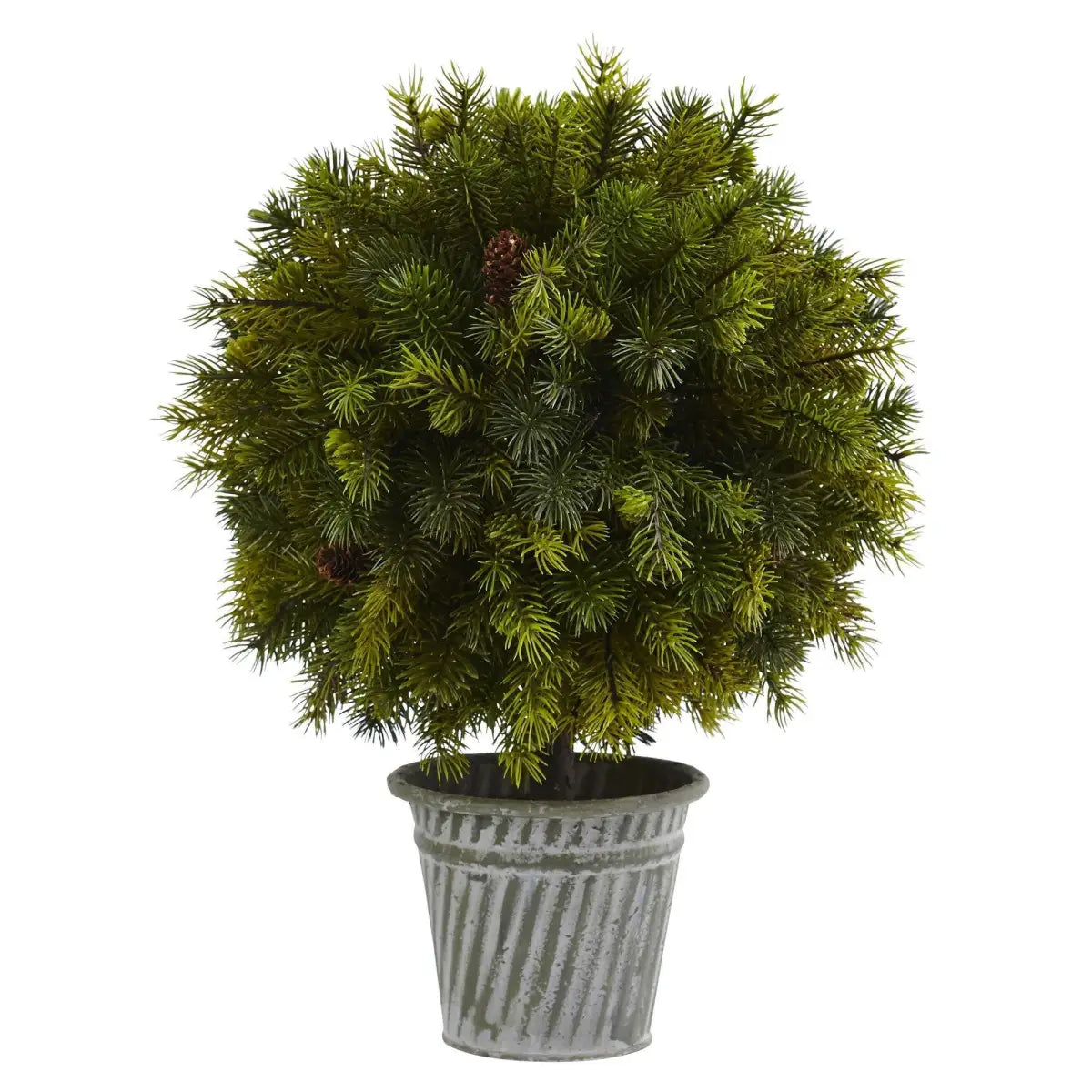 18” Pine Ball in Iron Top - Nearly Natural