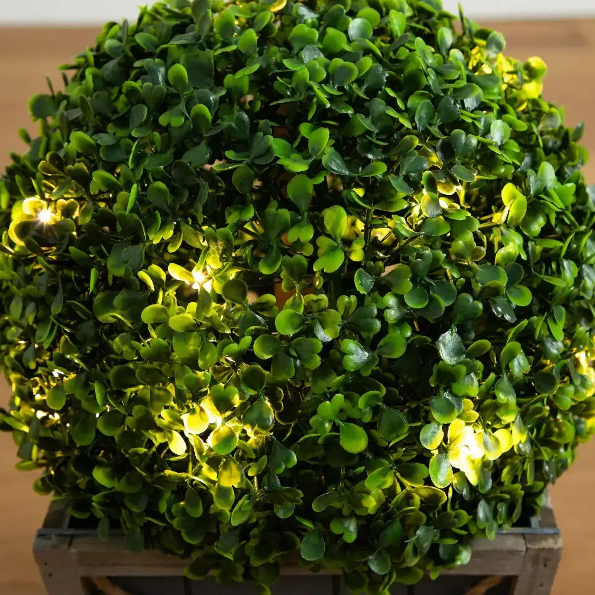 18” UV Resistant Artificial Boxwood Ball Topiary with LED Lights in Decorative Planter (Indoor/Outdoor) - Nearly Natural