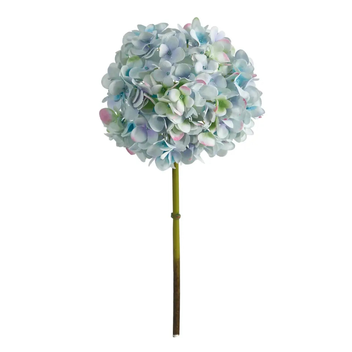19” Artificial Hydrangea Flower (Set of 3 Silk Flower Stems) - Light Blue Green - Nearly Natural