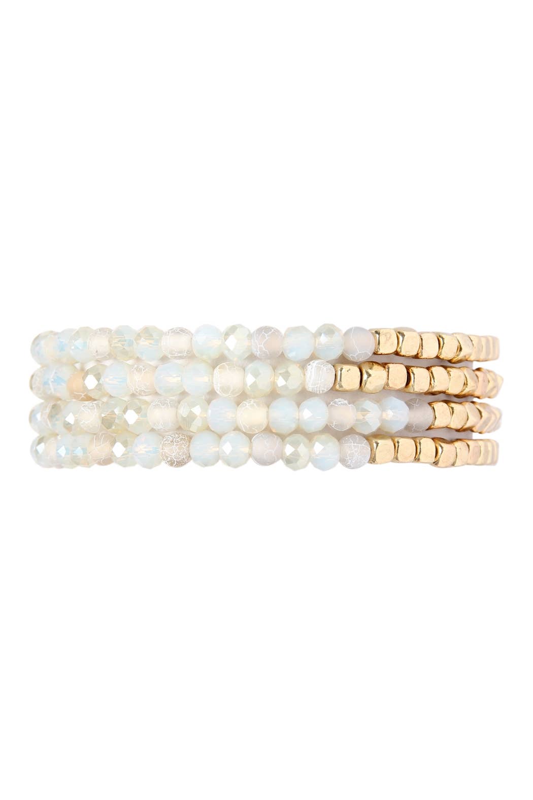 Stretch Bead Bracelets - Brass Stone - Set of 4