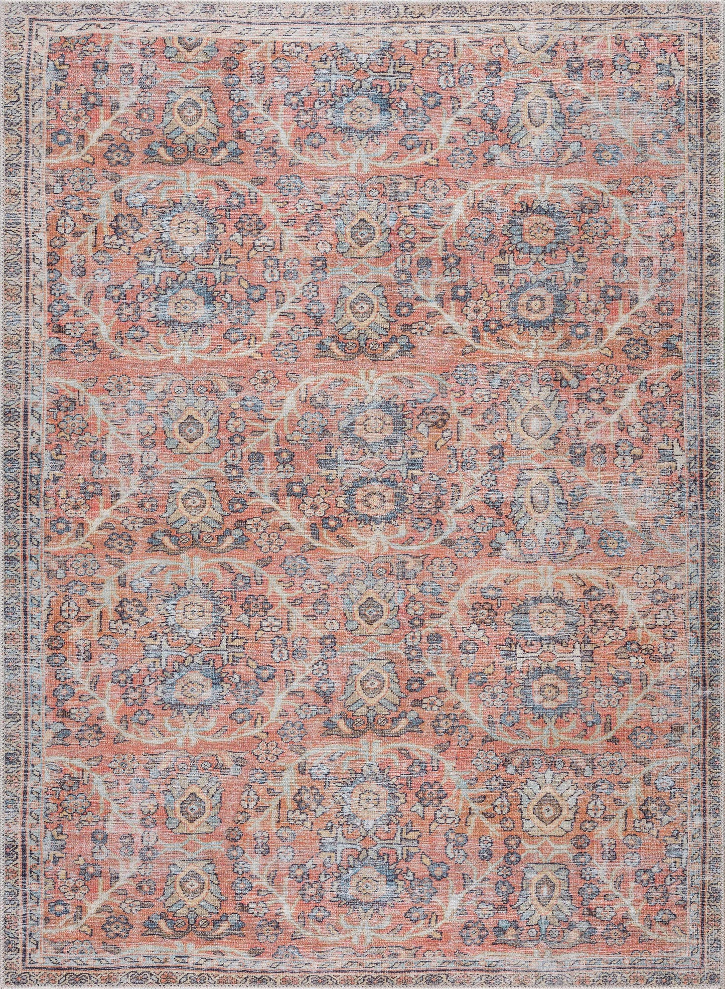 Urpi Rose & Blue Washable Area Rug - Clearance - Boutique Rugs