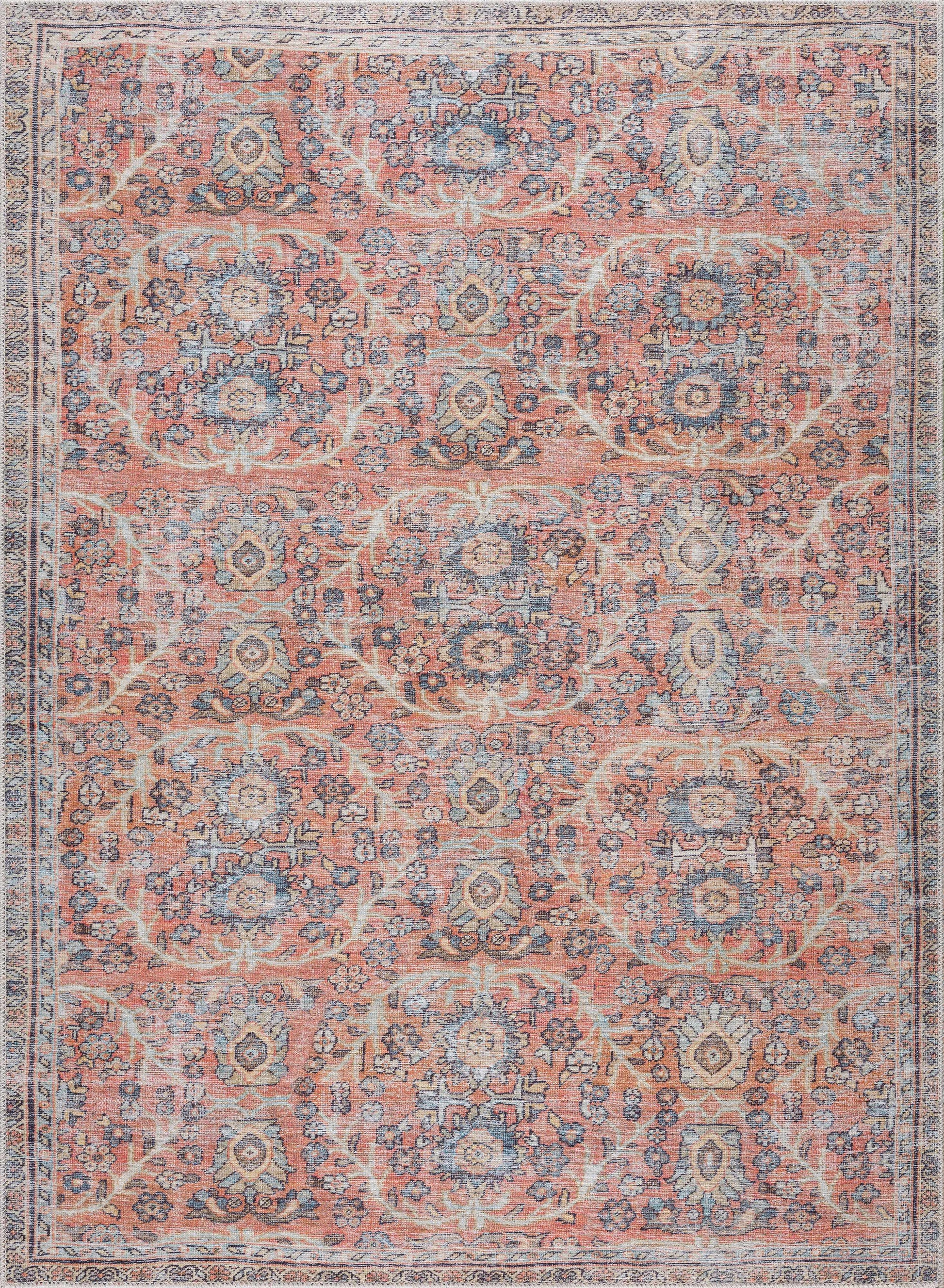 Urpi Rose & Blue Washable Area Rug - Clearance - Boutique Rugs