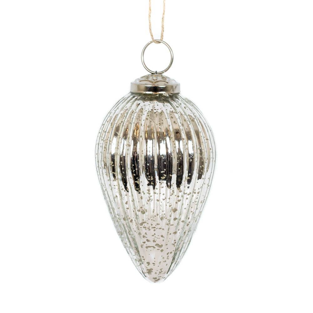 Silver Glass Christmas Ornament - each - Devanie At Home (Formerly Adams & Co.)