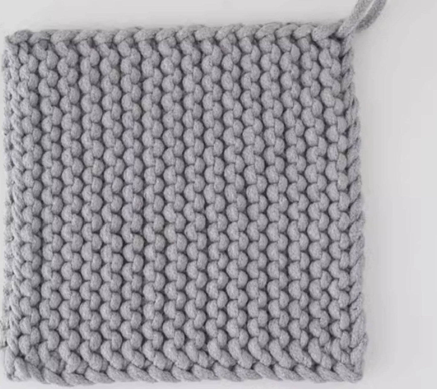 Cotton Crocheted Pot Holder - Grey Large